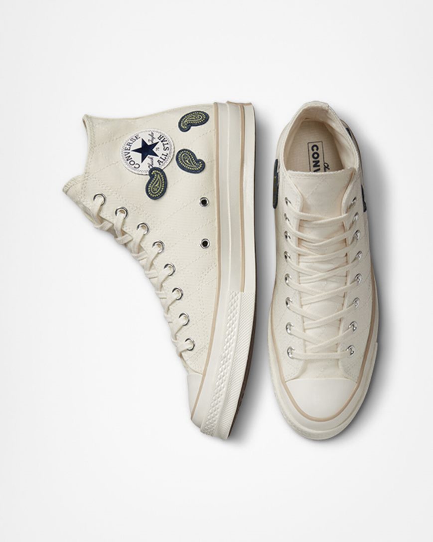 Dámské Boty Vysoké Converse Chuck 70 Crafted Patches Béžový Tmavě Blankyt Zelene | CZ ECRS65